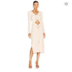 NICHOLAS Luisa Ruched Cutout Midi Dress